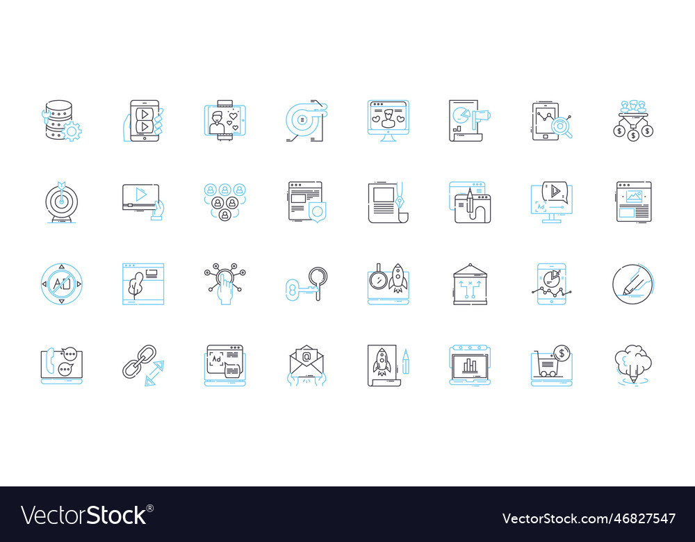 Digital strategy linear icons set optimization