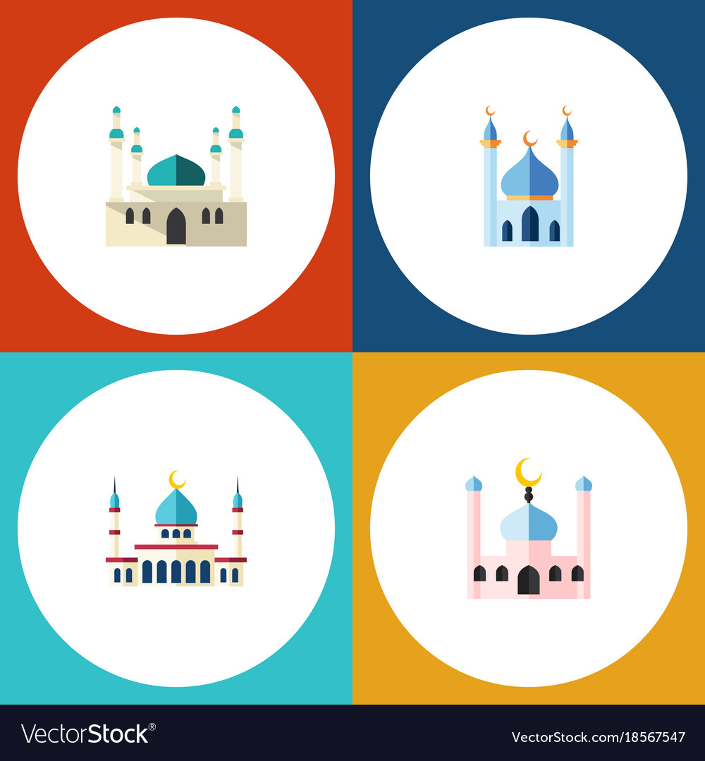 Flat icon building set of islam structure muslim