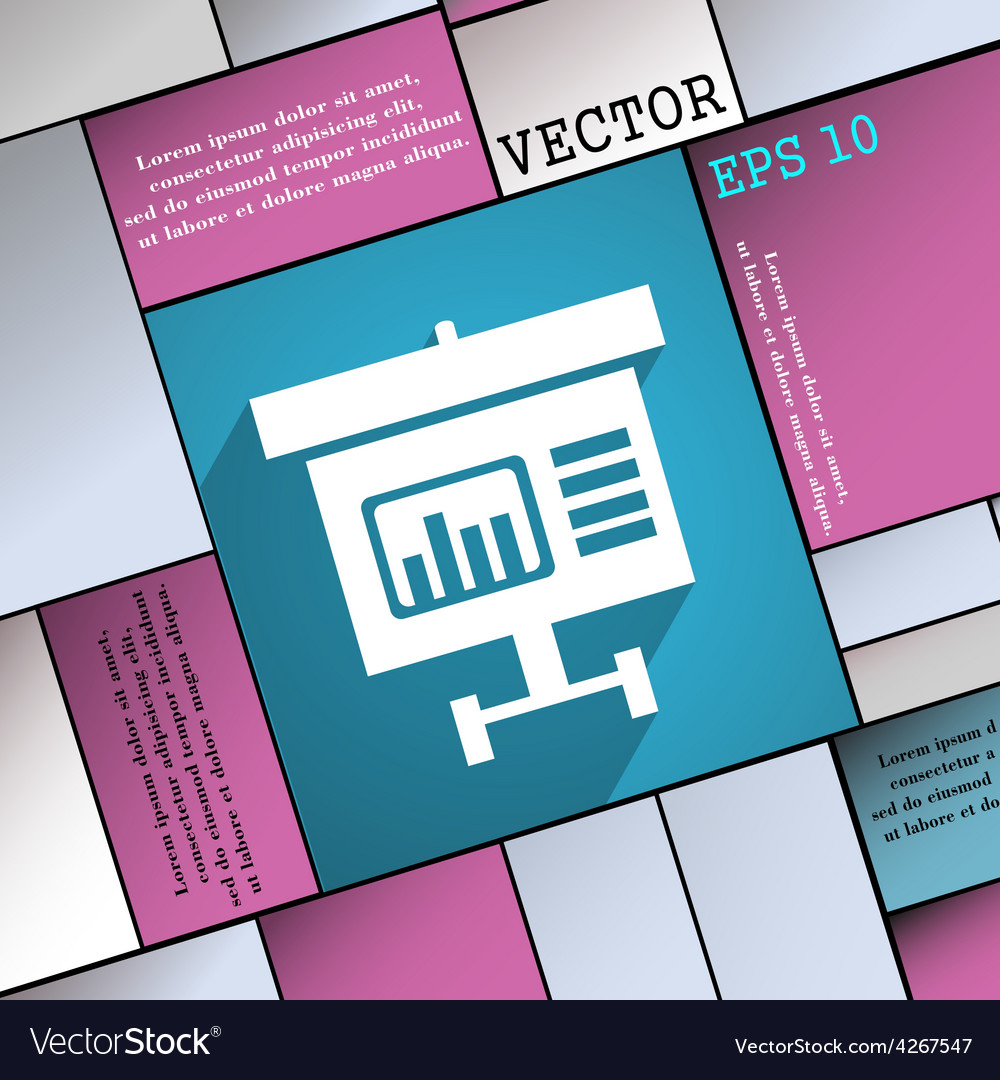 Graph icon symbol flat modern web design with long