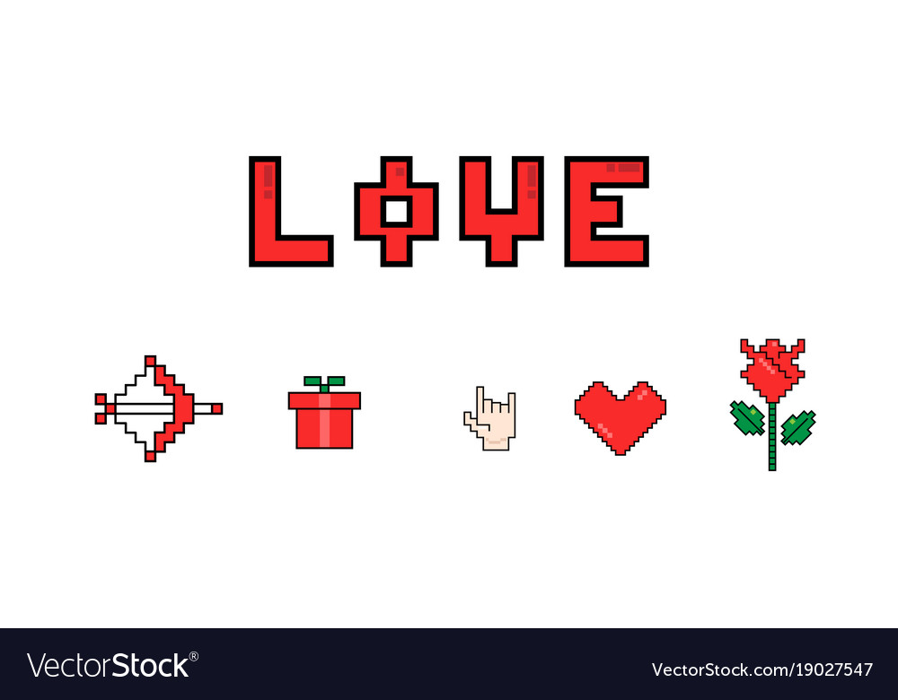 Happy valentines day 8 bit pixel love message