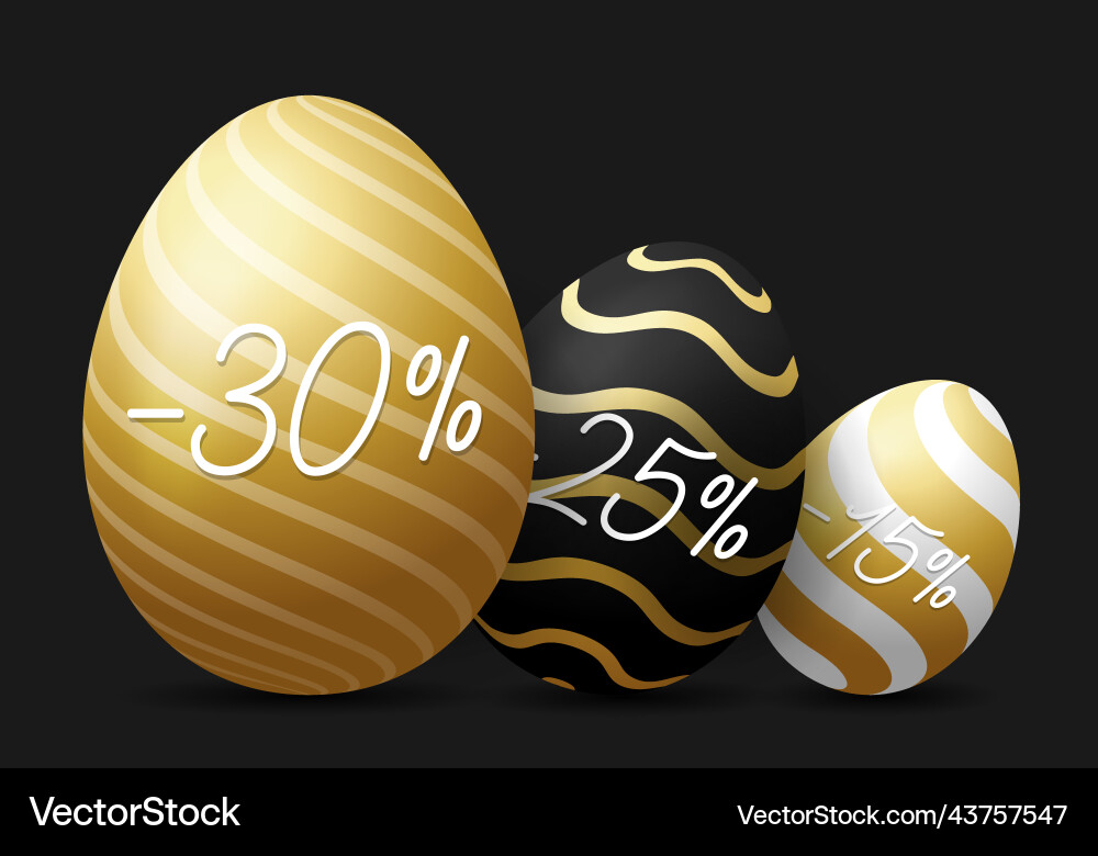 Luxury easter egg sale horizontal banner golden Vector Image
