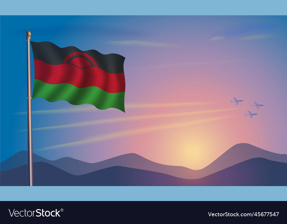 Malawi flag in the morning sun Royalty Free Vector Image