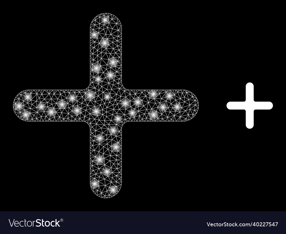 Mesh net cross with glowing carcass dots vector image Mesh net cross with glowing carcass dots