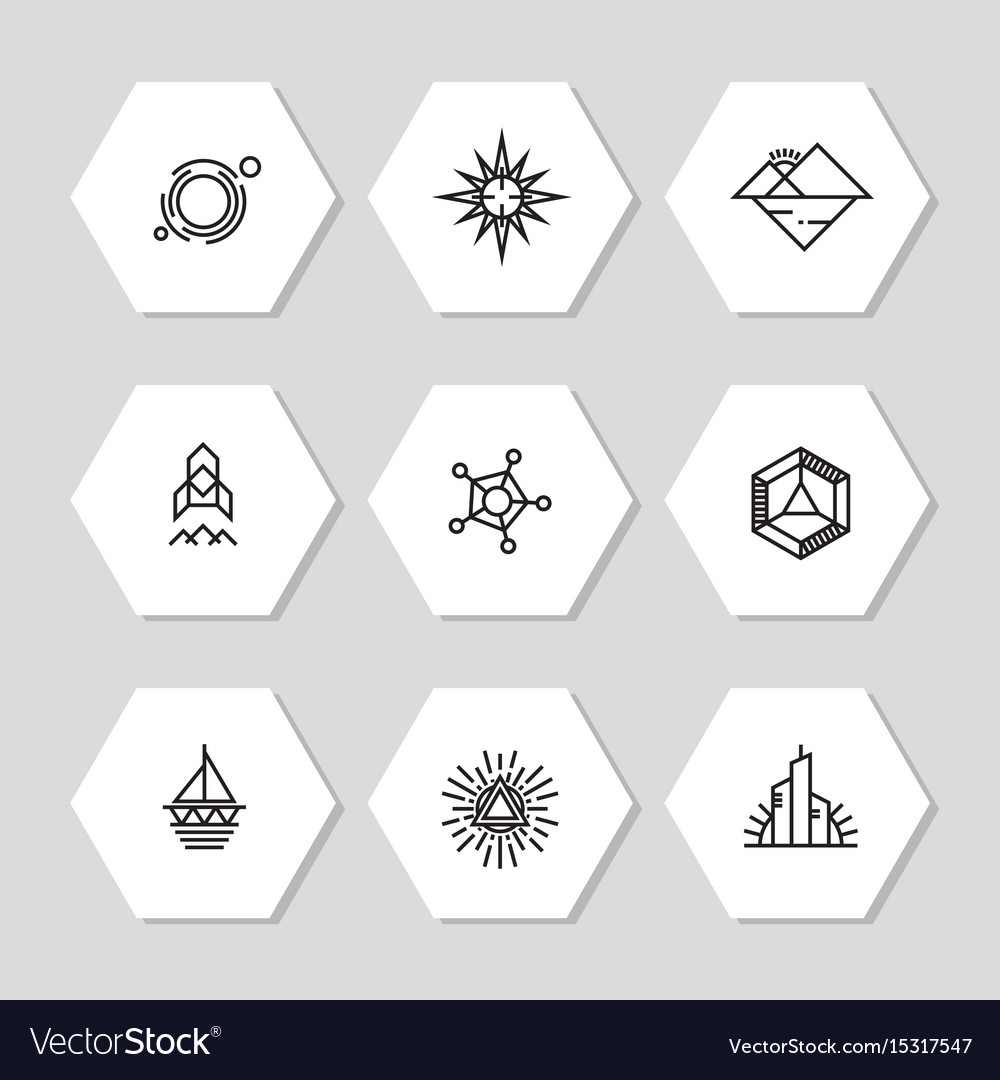 Minimal geometric icons set - abstract line Vector Image