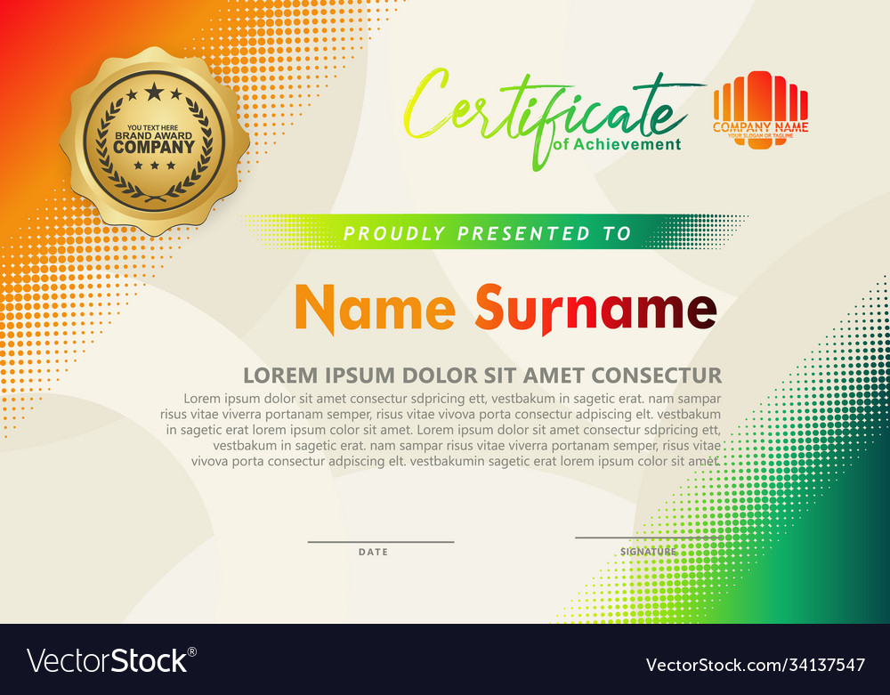 Modern certificate template with diagonal