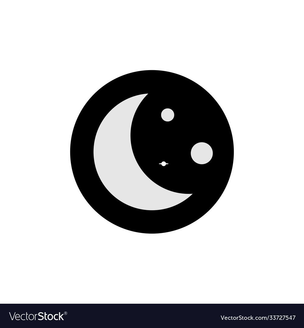 Moon icon in black circle on white background Vector Image