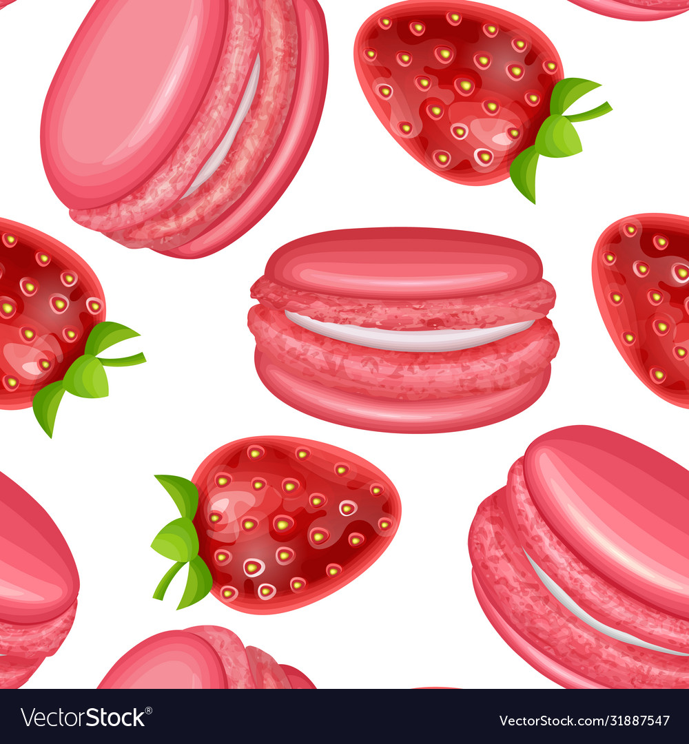 Seamless endless pattern with pink macaroons