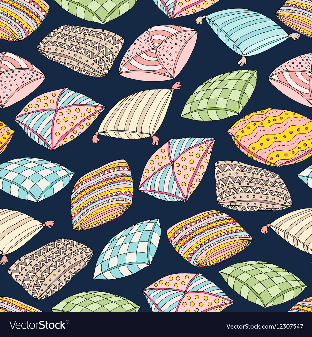 Seamless pattern with colorful pillows