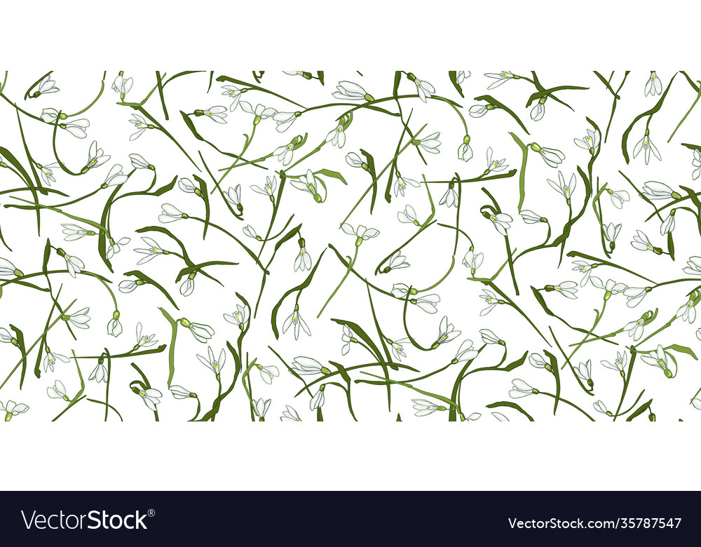 Seamless pattern with snowdrops