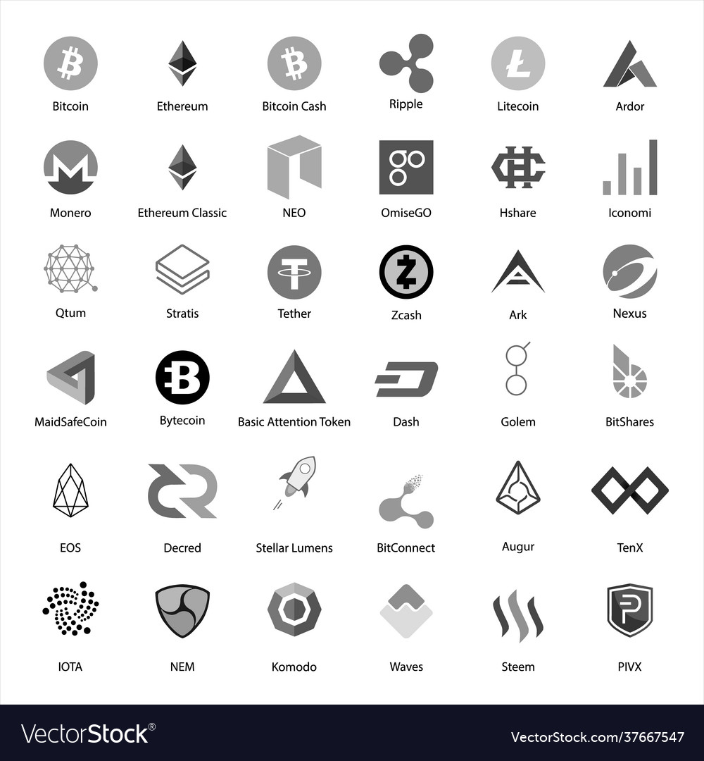 Set collection crypto currency blockchain flat