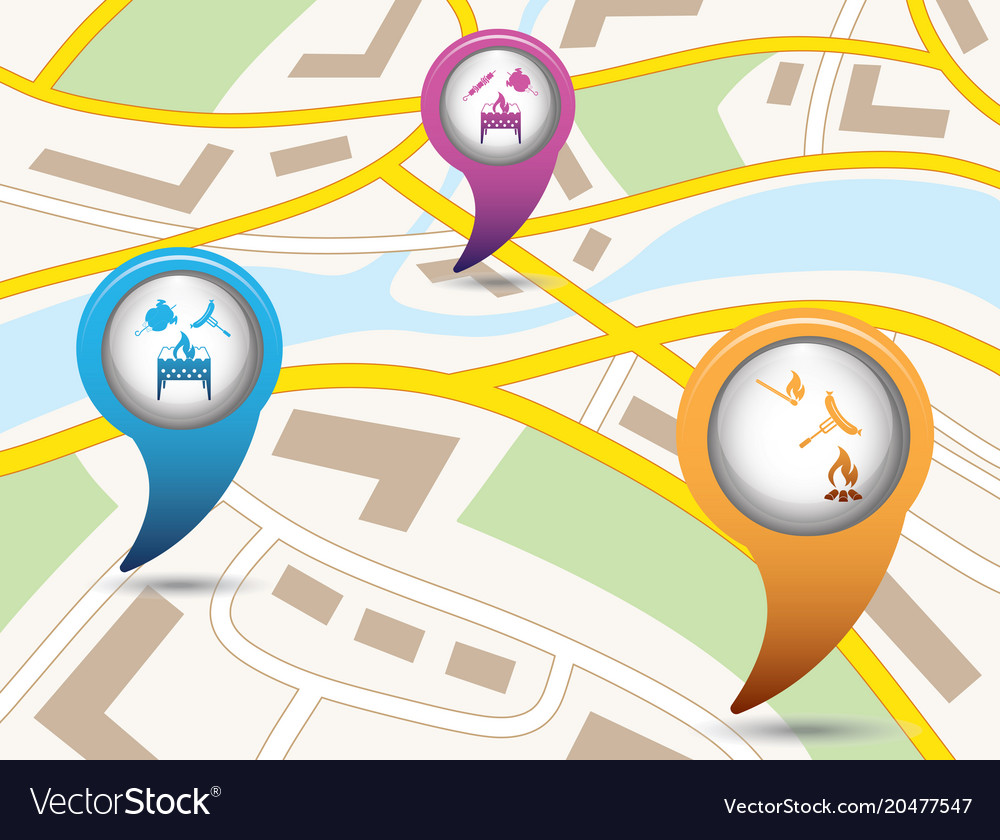 Set of tourism service map pointers