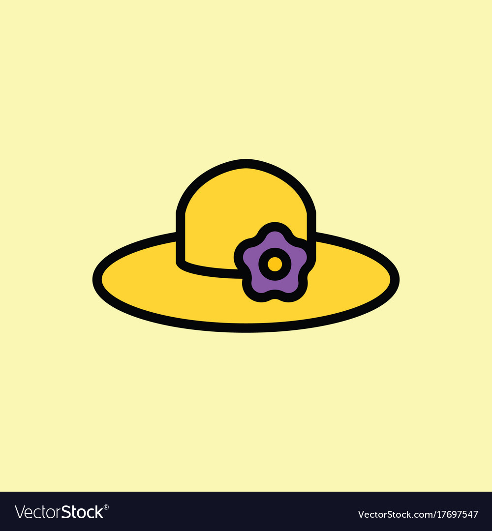 Sun hat icon thin line on color background