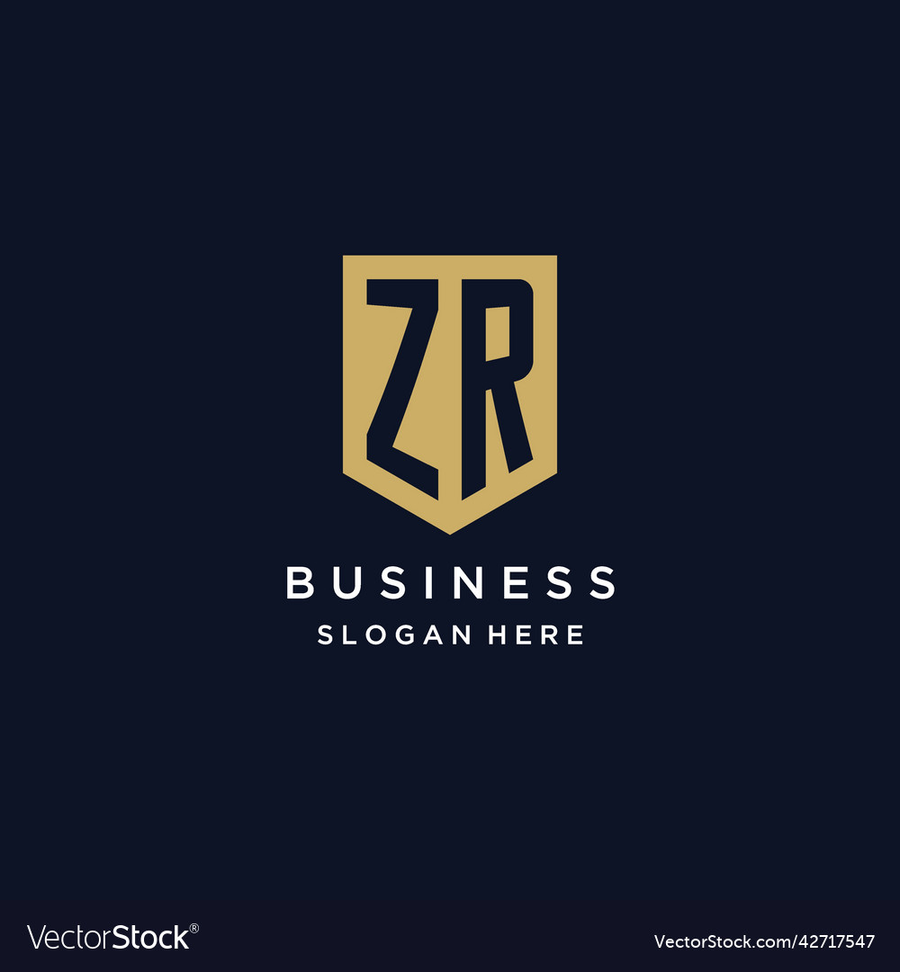 Zr monogram initials logo design with shield icon Vector Image Zr monogram initials logo design with shield icon