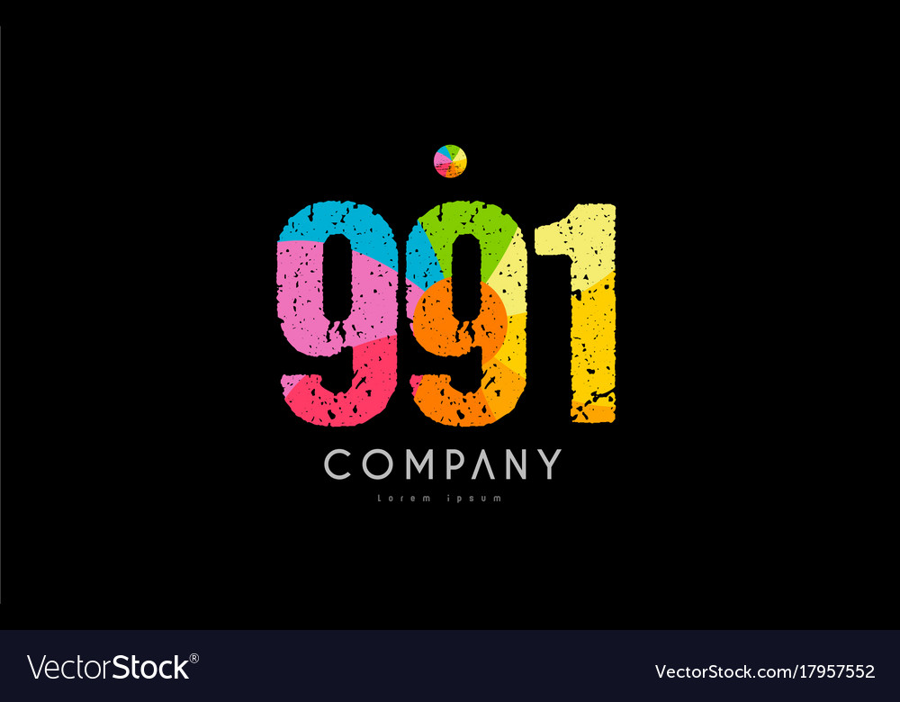 991 number grunge color rainbow numeral digit logo