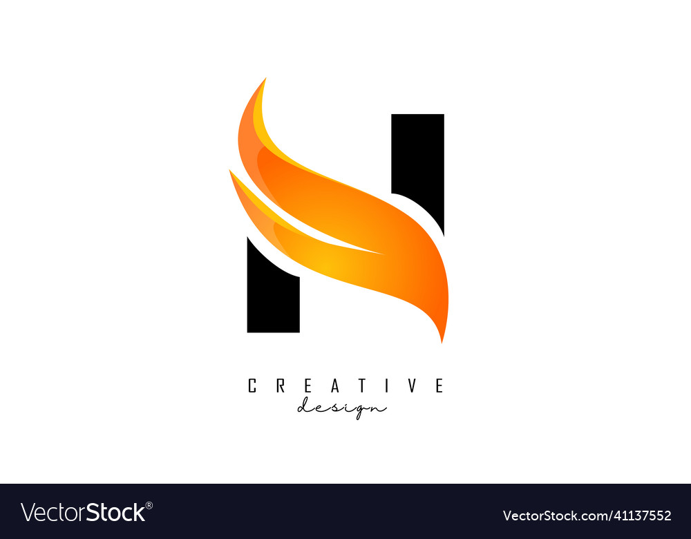 Abstract letter n with fire flames and orange