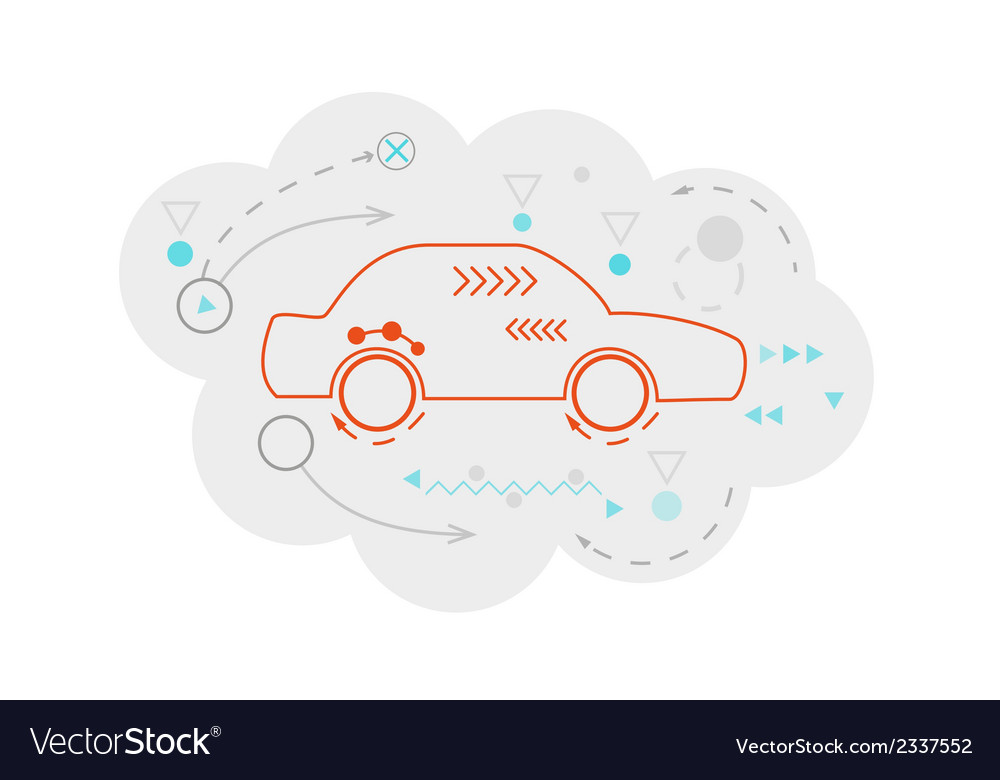 Abstract map of the cloud with car and lines