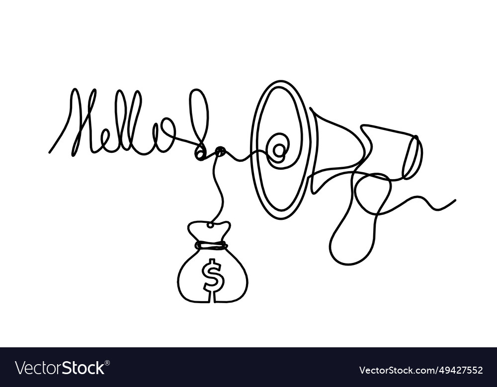 Abstract megaphone and dollar as continuous lines