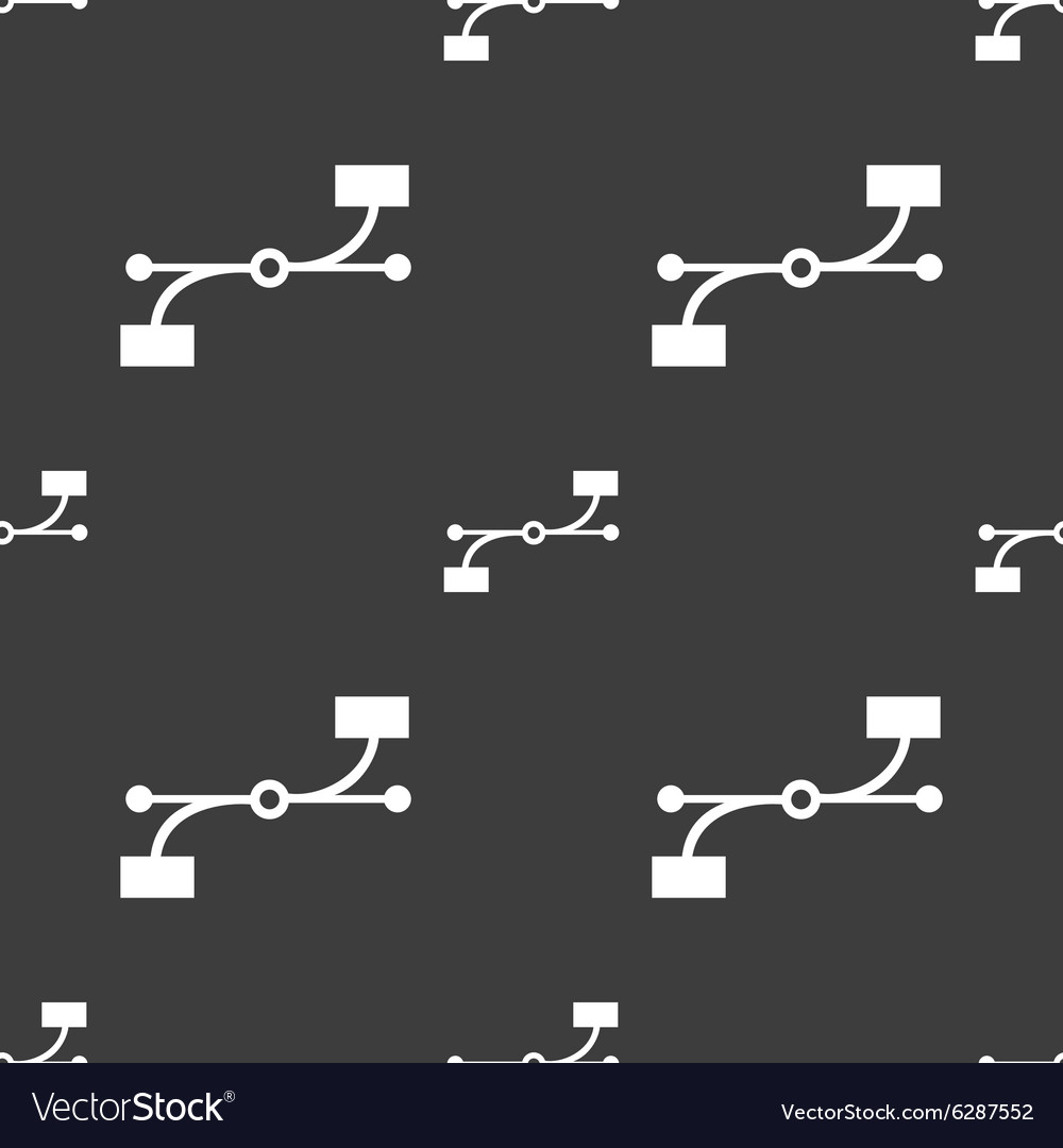 Bezier curve icon sign seamless pattern on a gray