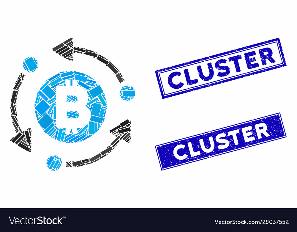 Bitcoin rotation arrows mosaic and scratched vector image Bitcoin rotation arrows mosaic and scratched
