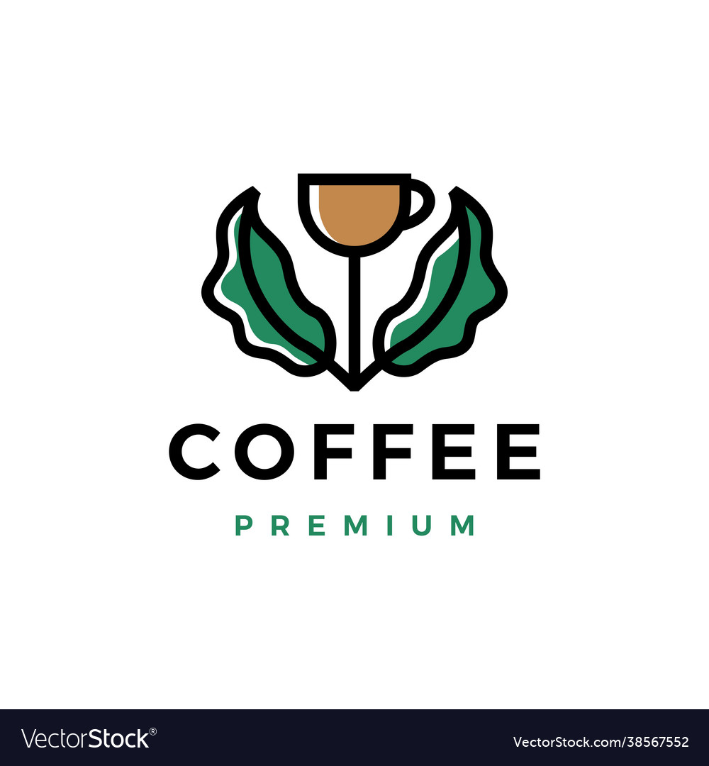 Coffee cup tree leaf sprout logo icon