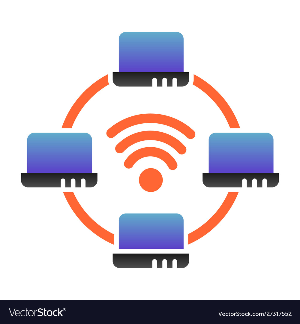 Computer network flat icon laptop networking Vector Image Computer network flat icon laptop networking