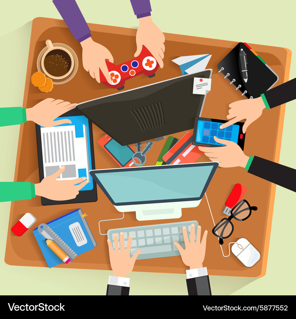 Desk flat design Royalty Free Vector Image - VectorStock