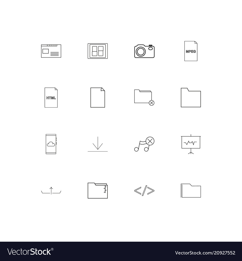 Files and folders sign linear thin icons set