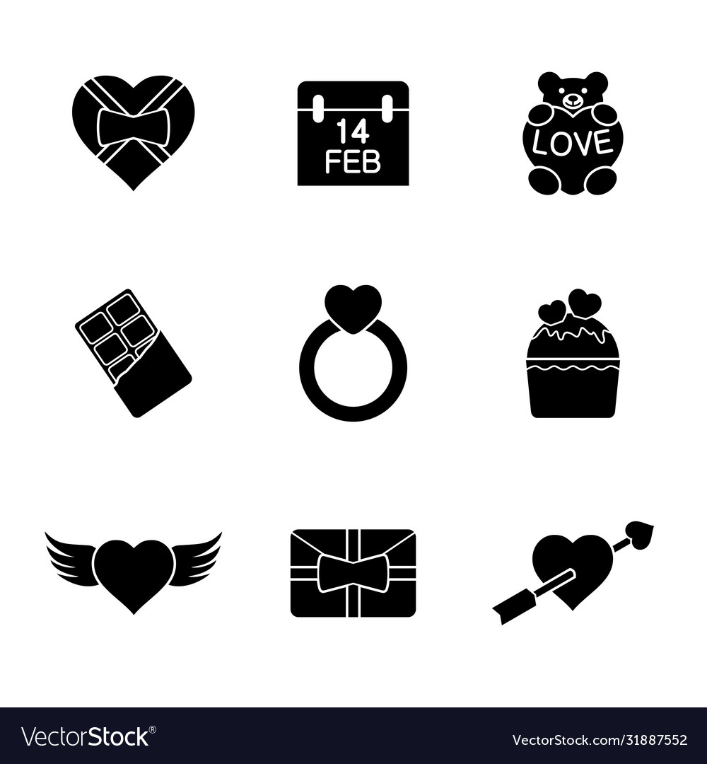 Happy valentine day icons and love set