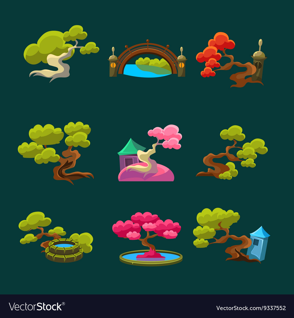 Japanese style trees set