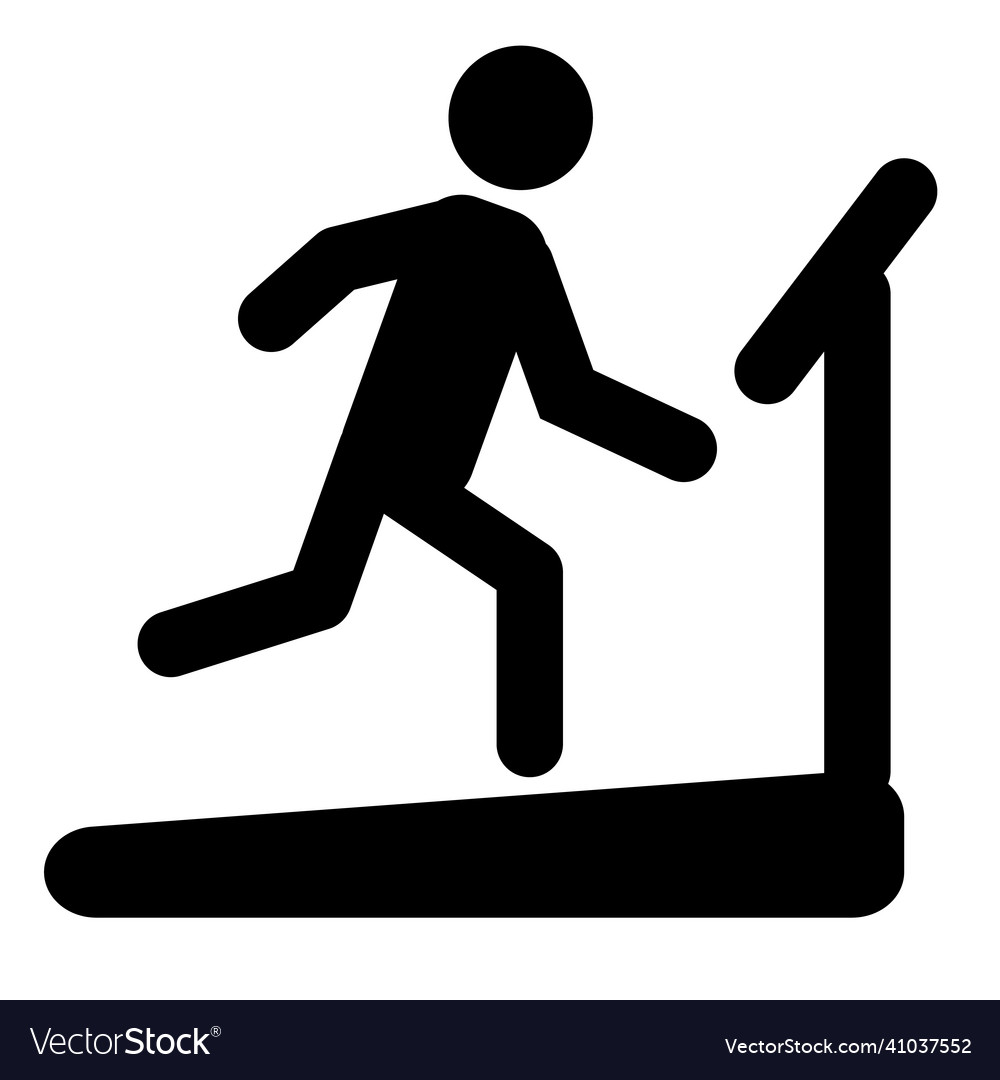 Man on treadmill icon white background