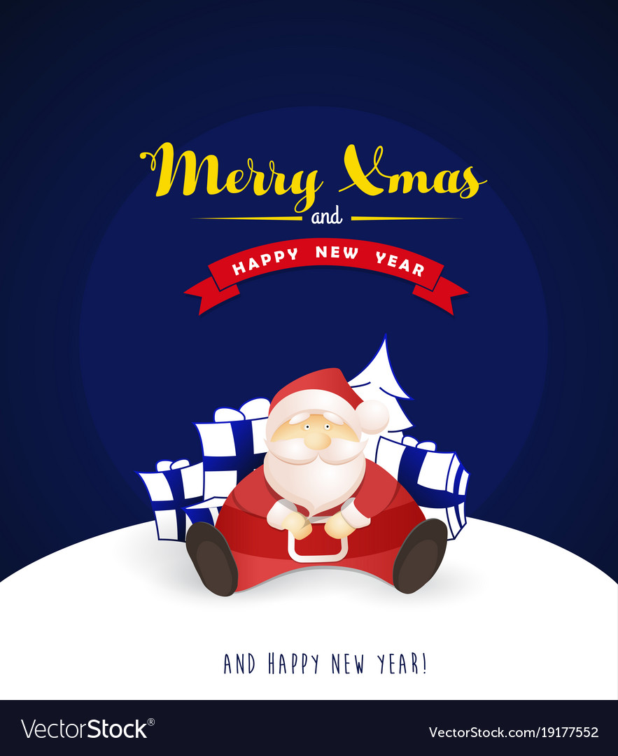 Merry christmas and happy new year greeting card