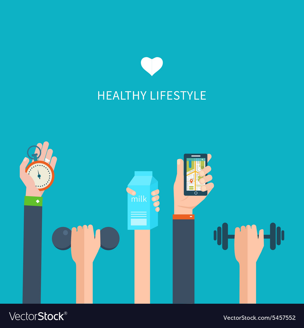 Modern flat icons of healthy lifestyle