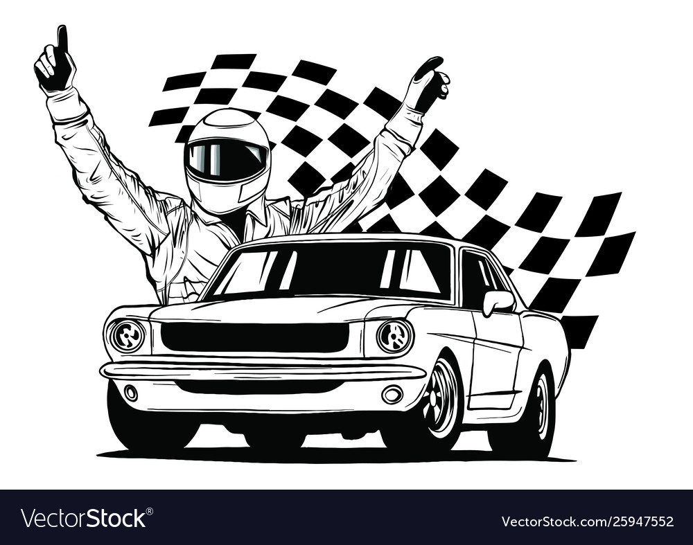 Set colorful fast retro motor racing cars Vector Image