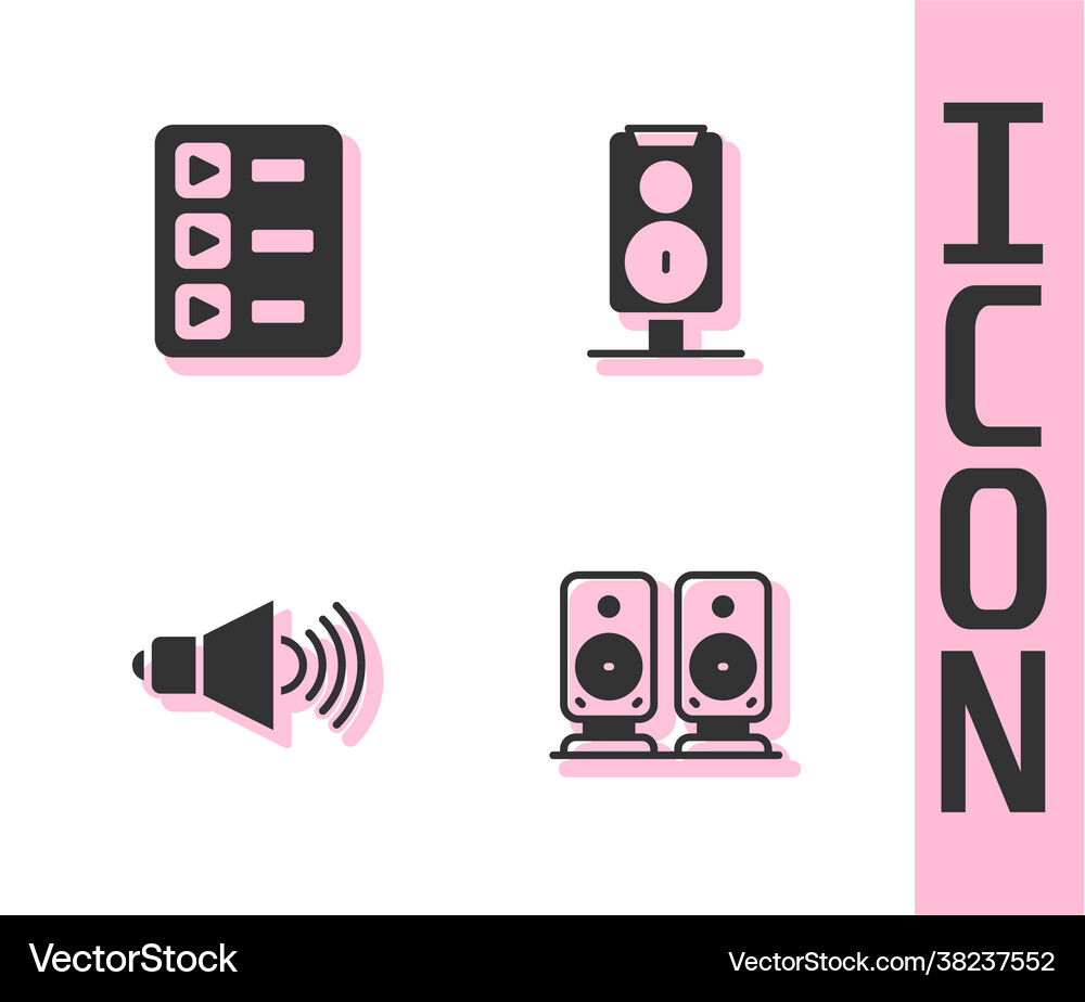 Set stereo speaker music playlist speaker volume Vector Image