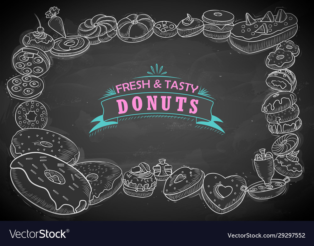Template different types donut for menu