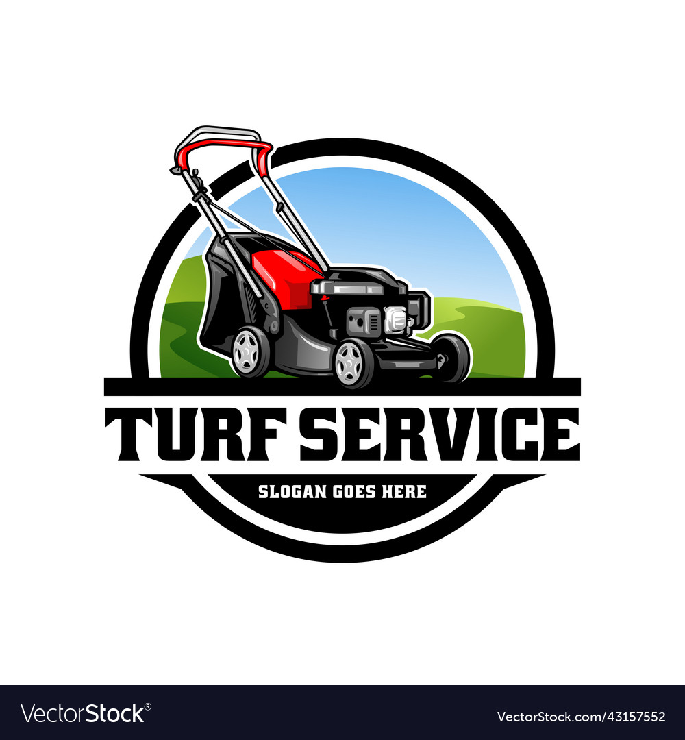 Turf and lawn mower logo Royalty Free Vector Image