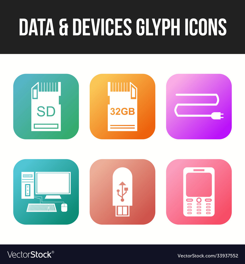 Unique data and devices icon set