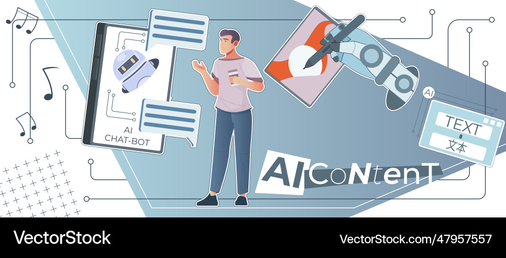 Ai generation flat collage Royalty Free Vector Image
