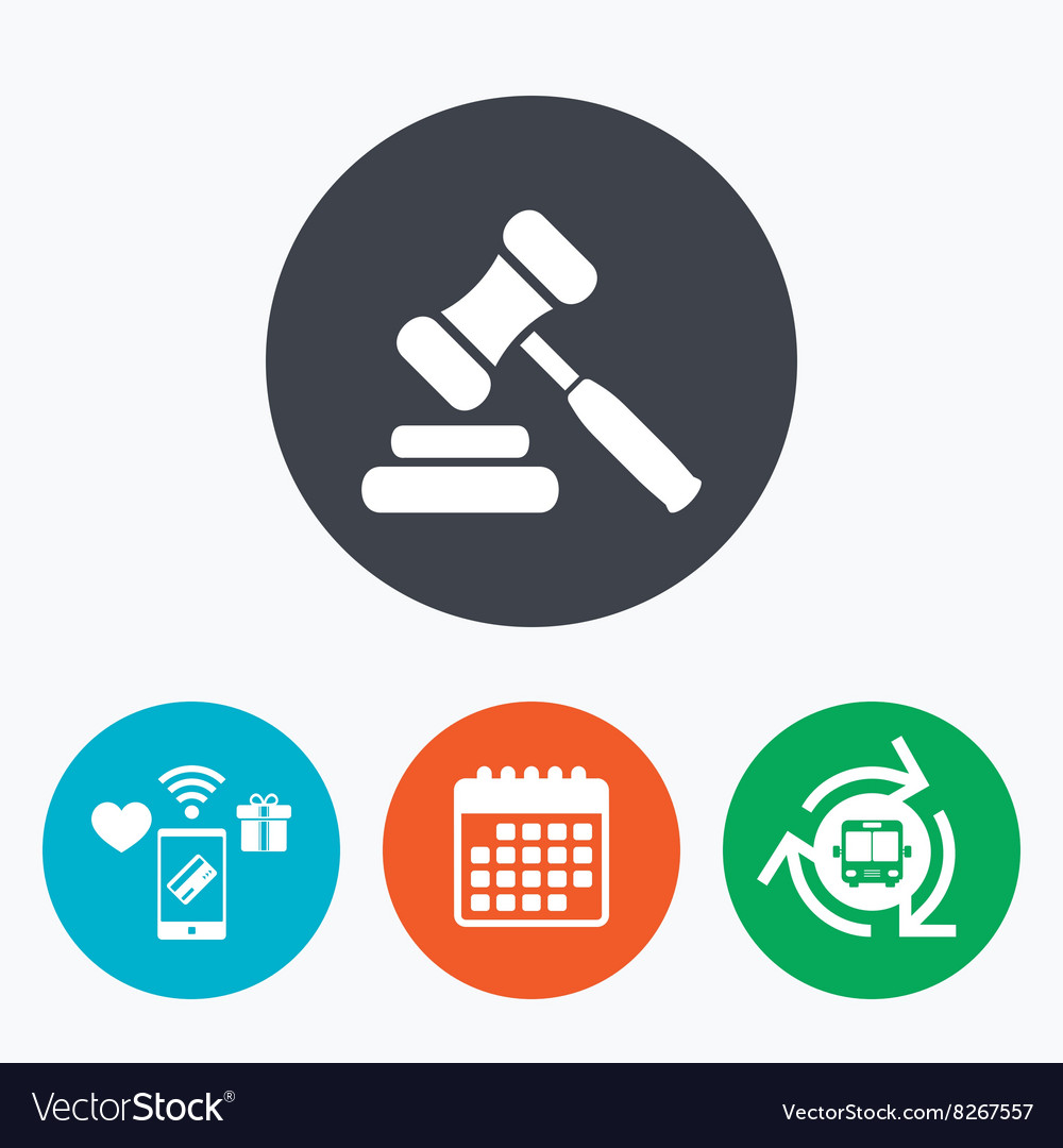 Auction hammer icon law judge gavel symbol