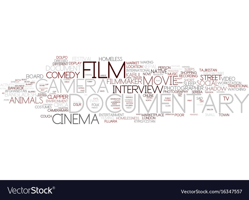 Documentary word cloud concept Royalty Free Vector Image