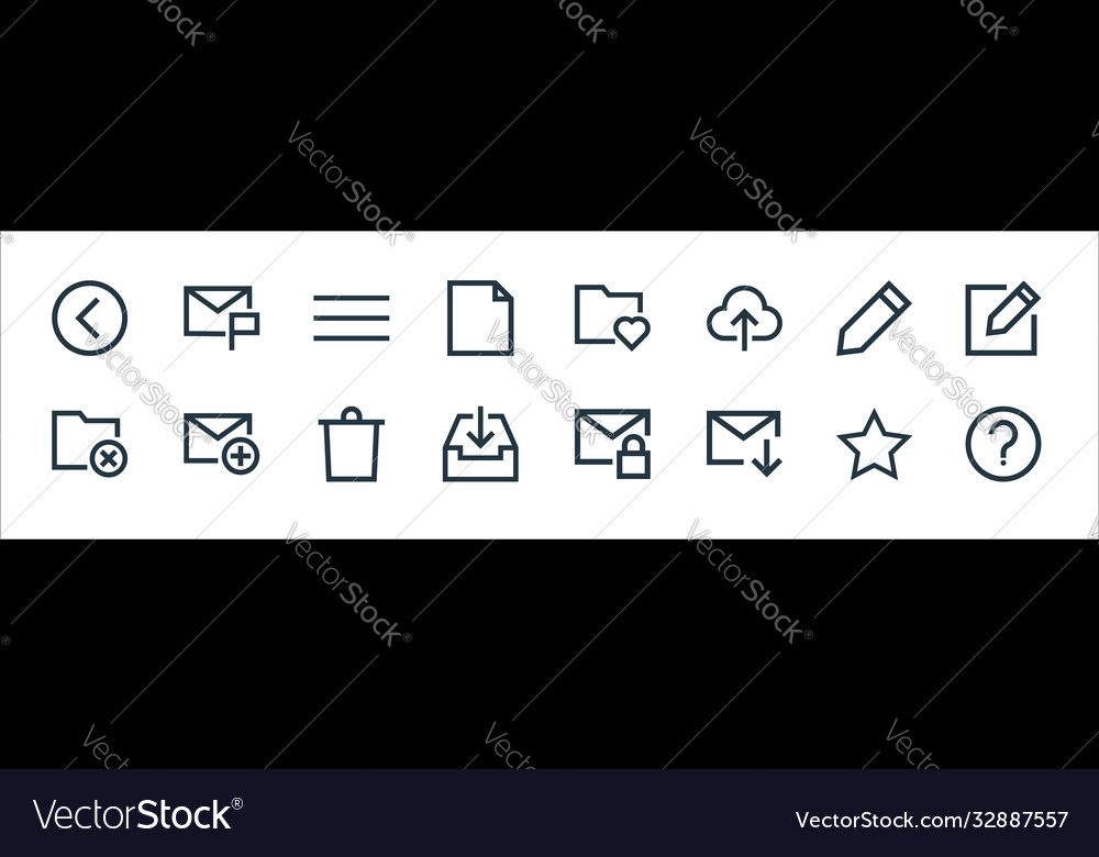 Email line icons linear set quality vector image Email line icons linear set quality