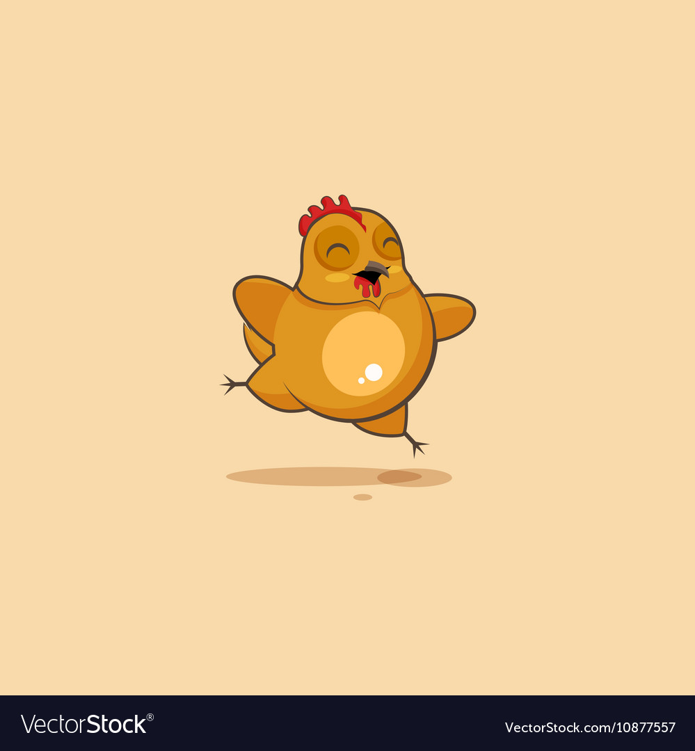 Emoji character cartoon hen jumping for joy