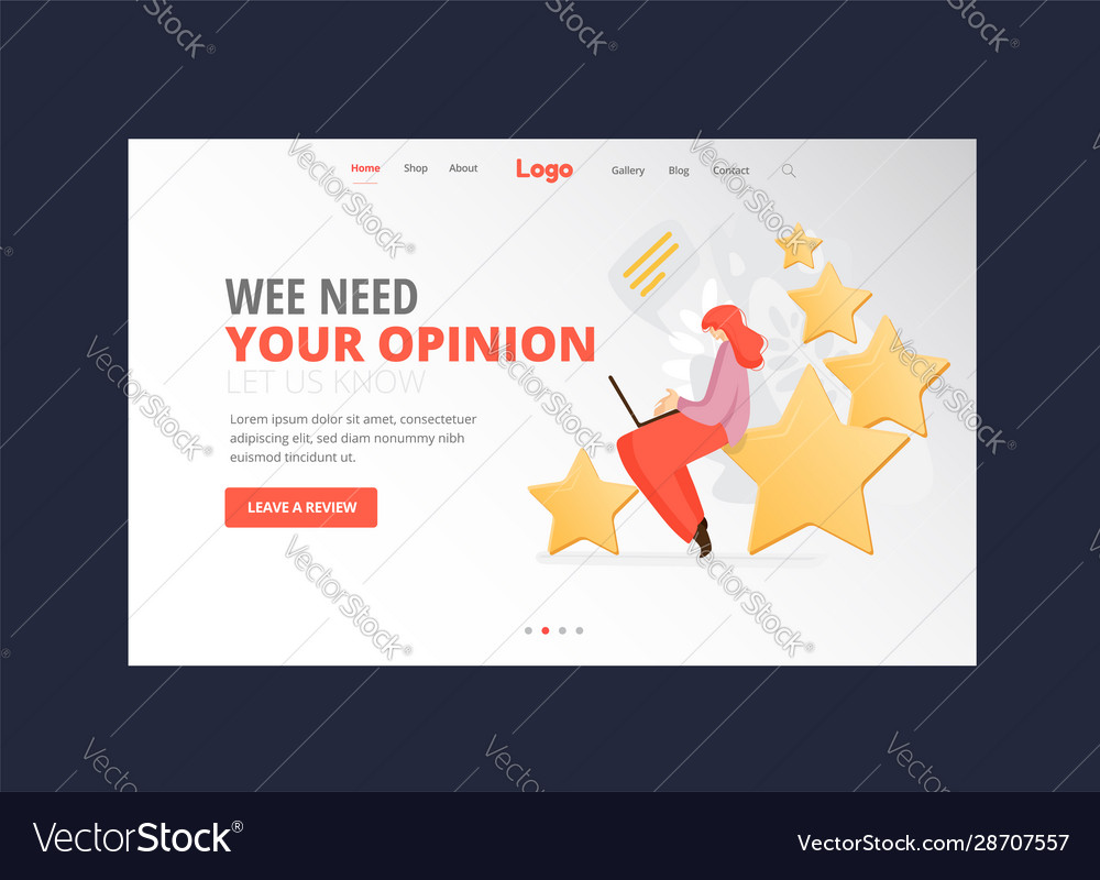 Feedback Umfrage Flat Landing Page Konzept vector image Feedback Umfrage Flat Landing Page Konzept