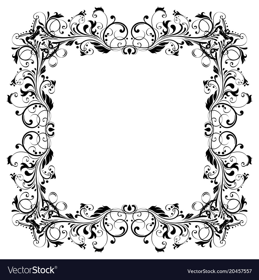 Floral decorative frame black ornament