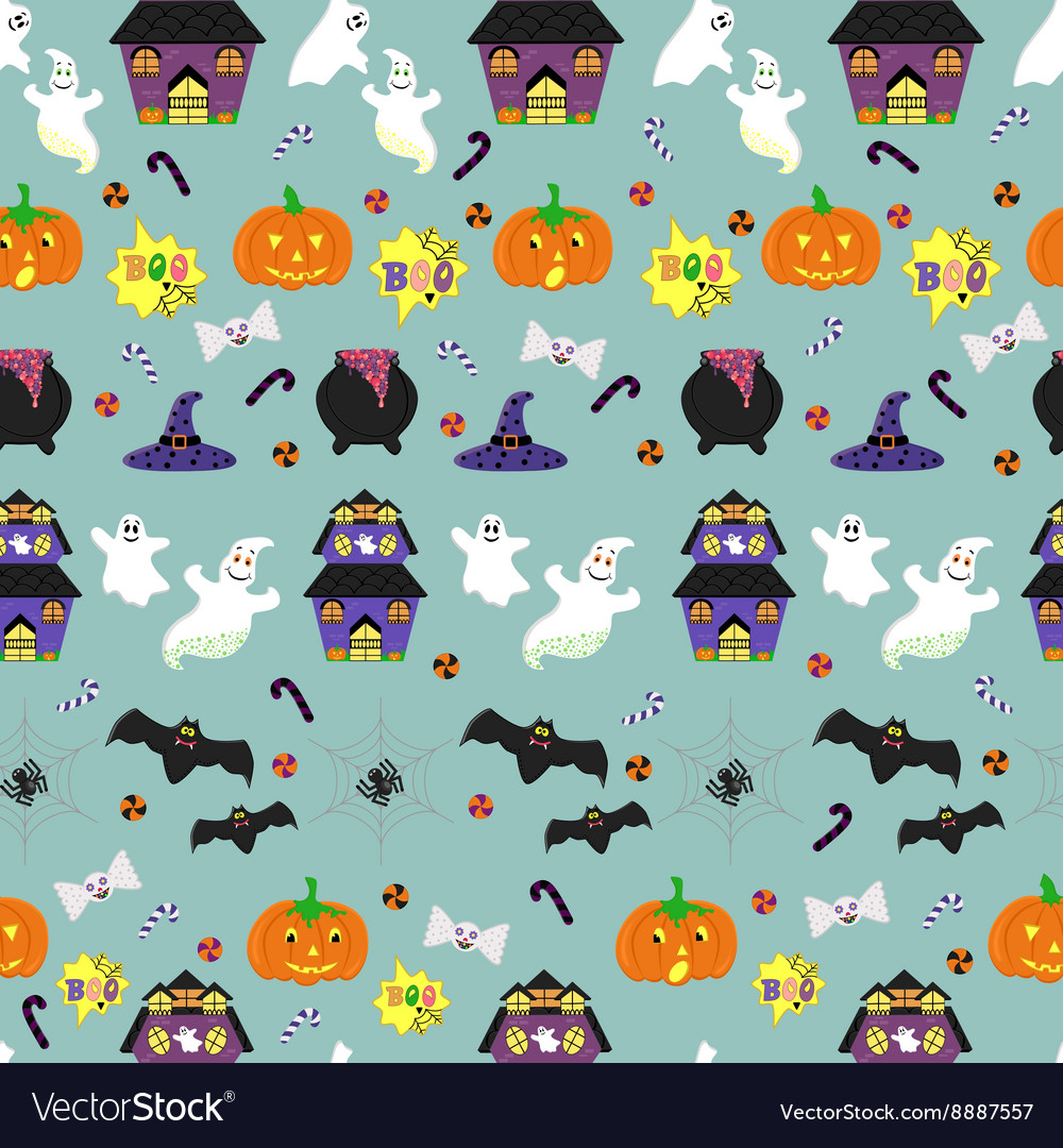 Halloween seamless pattern with festive objects