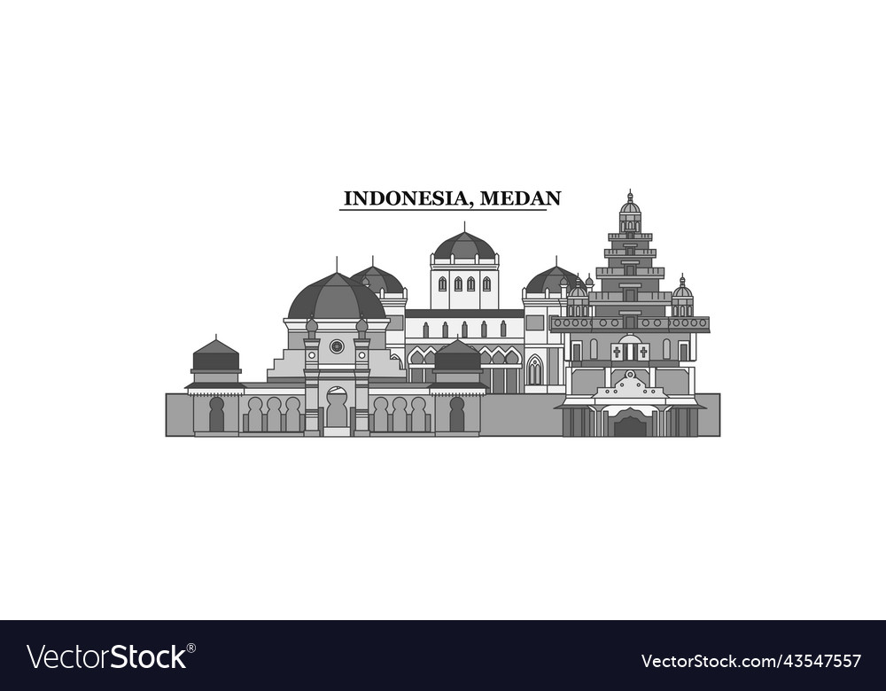 Indonesia medan city skyline isolated