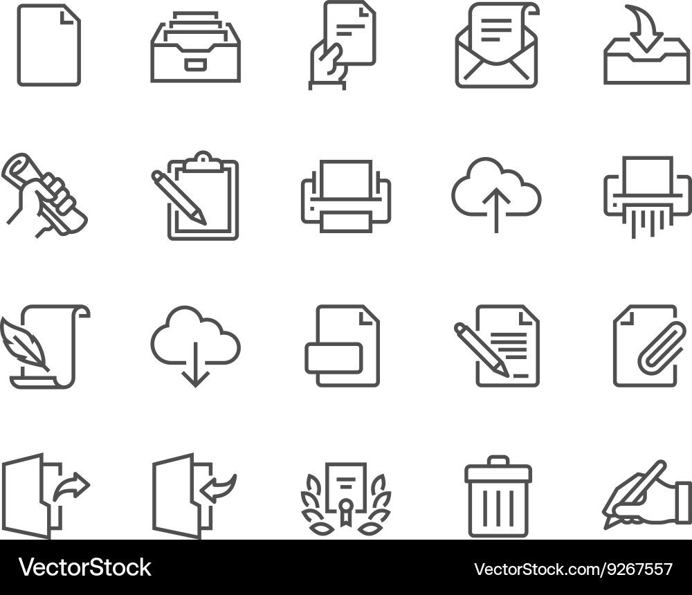 Line document icons Royalty Free Vector Image - VectorStock
