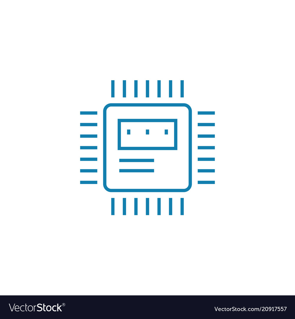 Microprocessor linear icon concept vector image Microprocessor linear icon concept