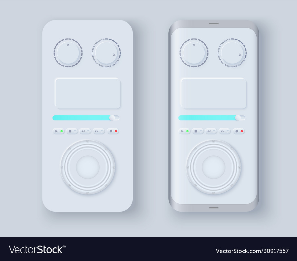 Neumorph ui kit on device screen vector image Neumorph ui kit on device screen