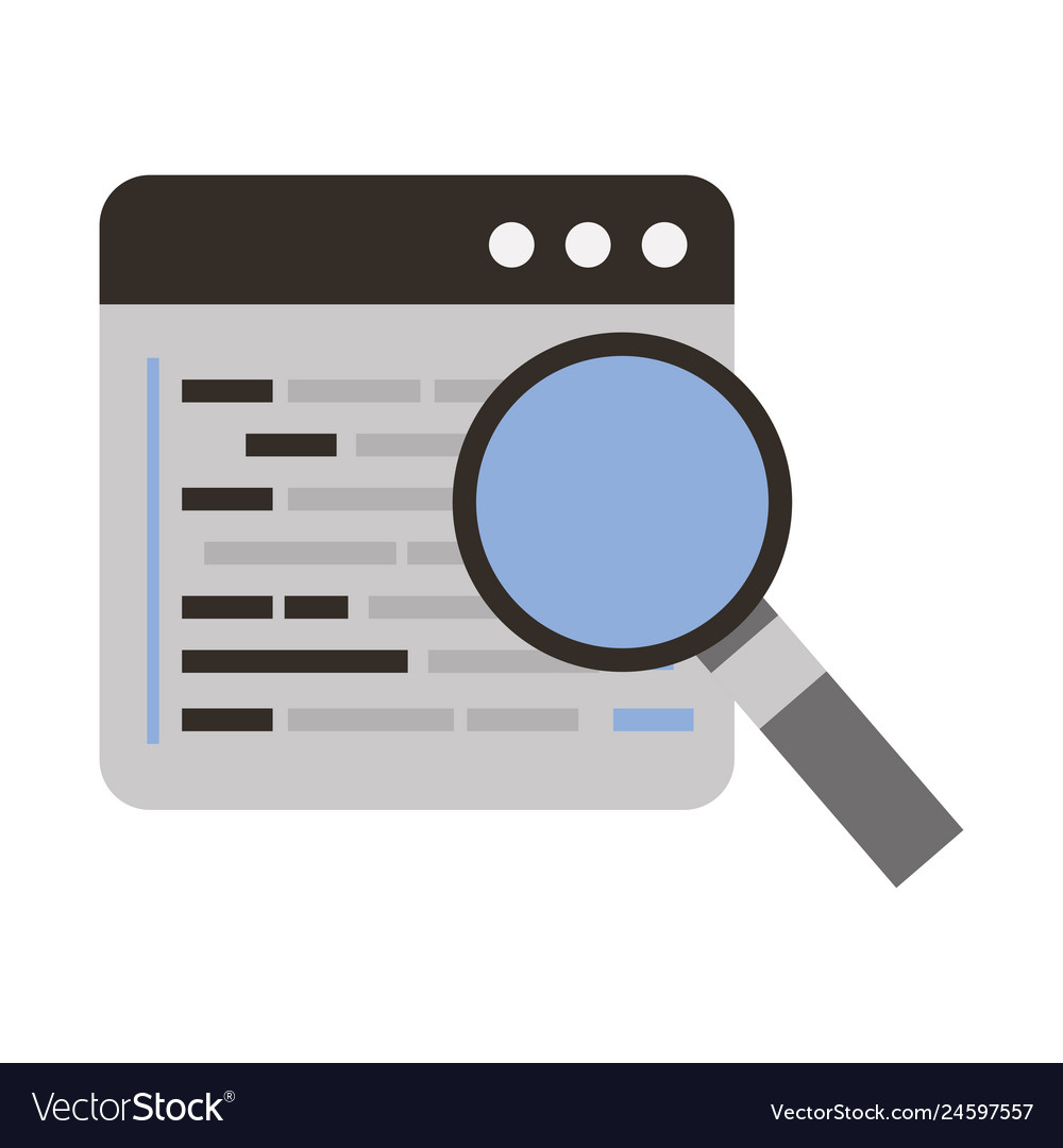 Programming software magnifying glass coding web vector image Programming software magnifying glass coding web